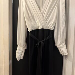 White House Black Market Monochrome Long Sleeve Dress